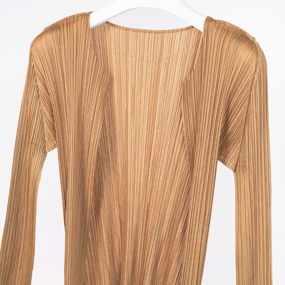 Pleats Please Issey Miyake Gold Open-Front Cardigan - Picture 3 of 7
